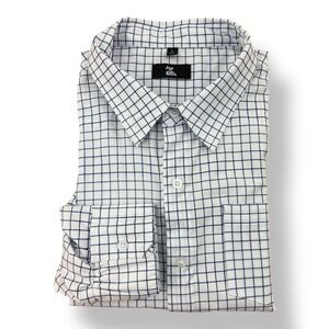 Joe & Bella White Blue Check Magnetic Shirt Men's Size Large Tailored Fit